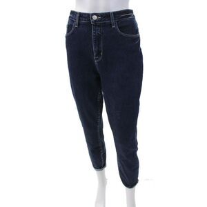 L'Agence Womens Cotton Cropped Dark Wash Button Cuffed Jeans Blue Size 31